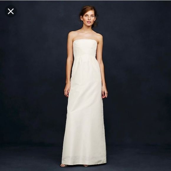 J Crew Clarice 100% Silk Taffeta Strapless Corset Bodice Bridal Long Dress 0 - Picture 1 of 5